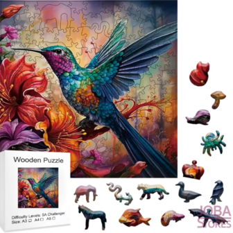 Puzzle figurines en bois Colibri