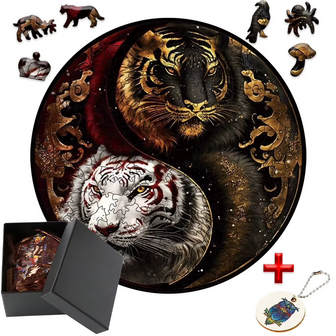 Puzzle figurines en bois Tigres Yin Yang