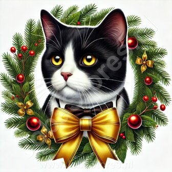 Diamond Painting Couronne de No&euml;l - American Shorthair