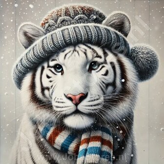 Diamond Painting Hiver Tigre Blanc