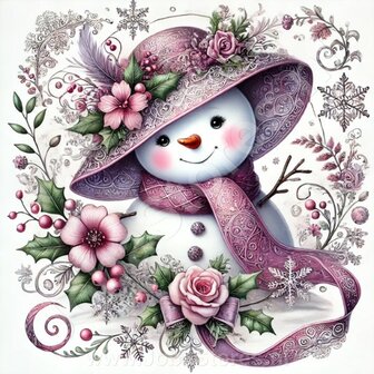 Diamond Painting Bonhomme de Neige avec Chapeau 01