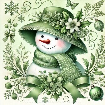 Diamond Painting Bonhomme de Neige avec Chapeau 03