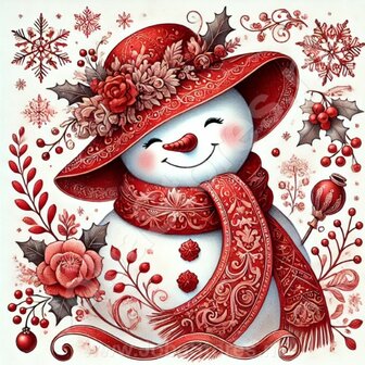 Diamond Painting Bonhomme de Neige avec Chapeau 04