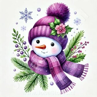 Diamond Painting Bonhomme de Neige Violet