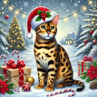 Diamond Painting Chat de No&euml;l - Bengal