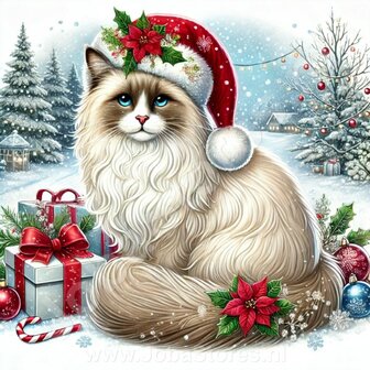 Diamond Painting Chat de No&euml;l - Ragdoll