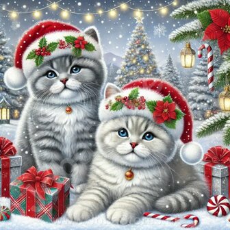 Diamond Painting Chats de No&euml;l - British Shorthair