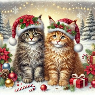 Diamond Painting Chats de No&euml;l - Maine Coon