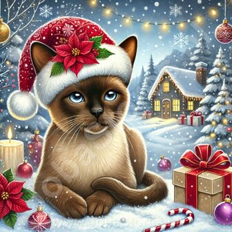 Diamond Painting Chat de No&euml;l - Birman