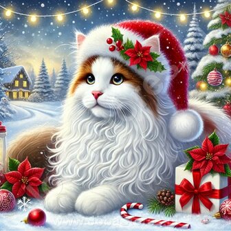 Diamond Painting Chat de No&euml;l - Van Turc