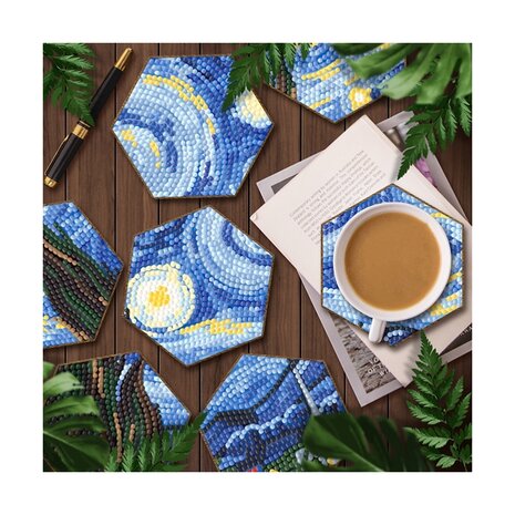 Sous-verres de Diamond Painting Vincent van Gogh Starry Night (7 pièces)