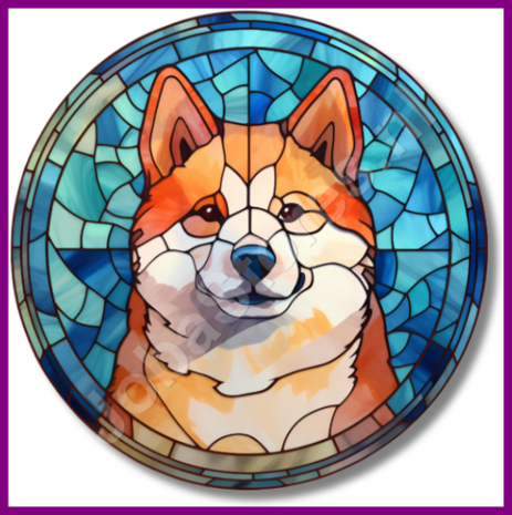 Diamond Painting Glas in lood Hond - Akita 01