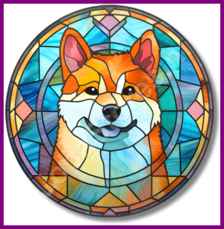 Diamond Painting Glas in lood Hond - Akita