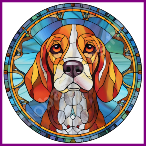 Diamond Painting Glas in lood Hond - Beagle