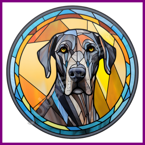 Diamond Painting Glas in lood Hond - Deense Dog