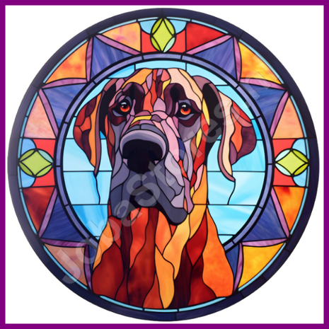 Diamond Painting Glas in lood Hond - Deense Dog