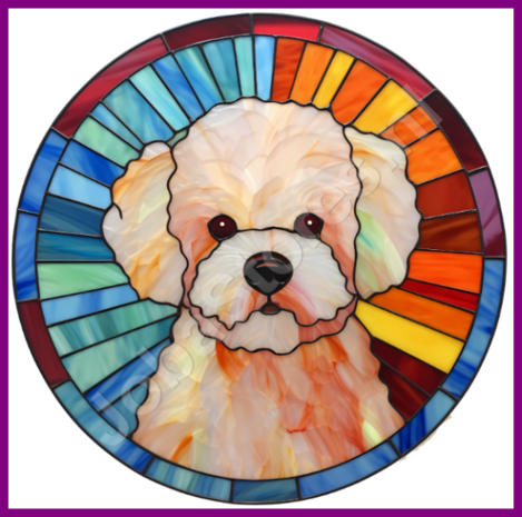 Diamond Painting Glas in lood Hond - Bichon Frise