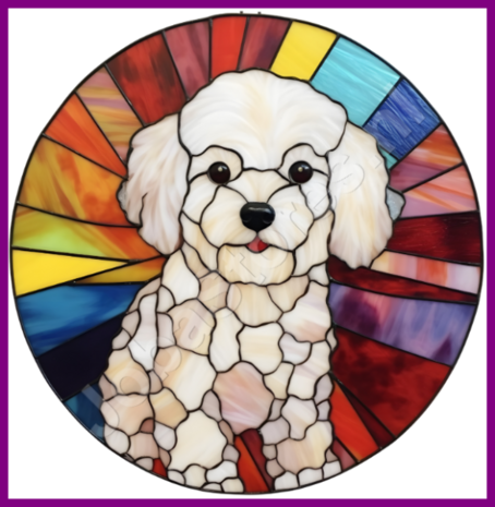 Diamond Painting Glas in lood Hond - Bichon Frise