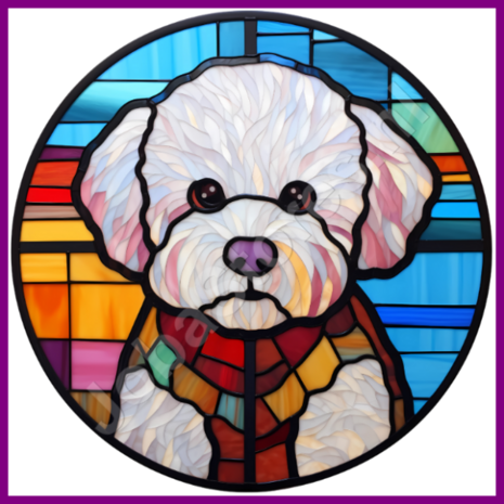 Diamond Painting Glas in lood Hond - Bichon Frise