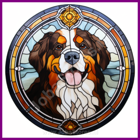 Diamond Painting Glas in lood Hond - Berner Sennenhond