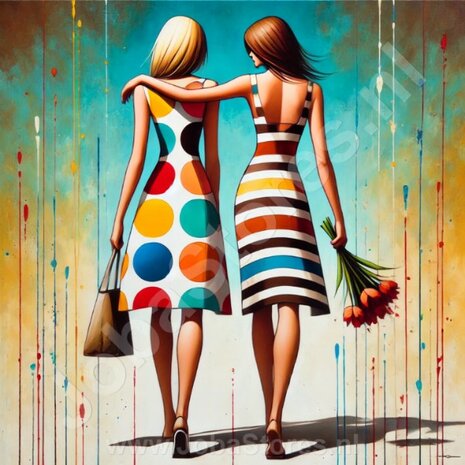 Diamond Painting Dames faisant du shopping