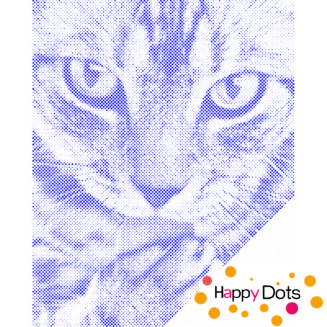 HappyDots DOT Painting Schattig katje 30x40cm - Stippelschilderij Blauw