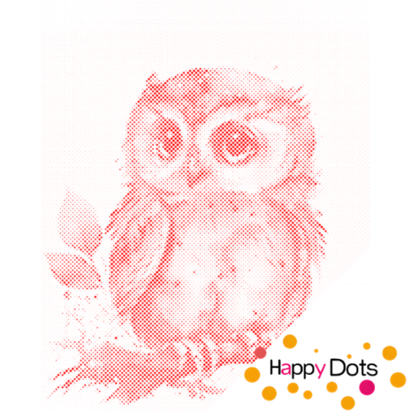 HappyDots DOT Painting Schattige Uil 30x40cm - Stippelschilderij Rood