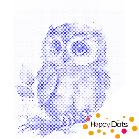 HappyDots DOT Painting Schattige Uil 30x40cm - Stippelschilderij Blauw