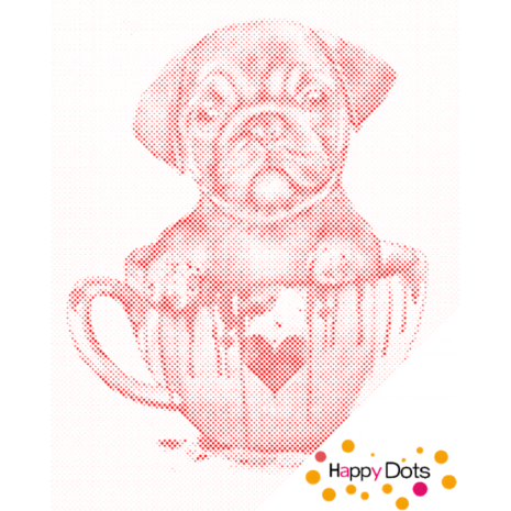 HappyDots DOT Painting Puppy in kopje 40x50cm - Stippelschilderij Rood