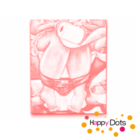 HappyDots DOT Painting Dikke Dames 07 - Toilet 40x50cm - Stippelschilderij Rood