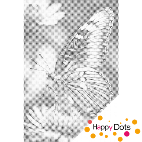 HappyDots DOT Painting Vlinder op bloem 60x80cm - Stippelschilderij