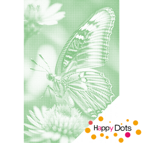 HappyDots DOT Painting Vlinder op bloem 60x80cm - Stippelschilderij Groen