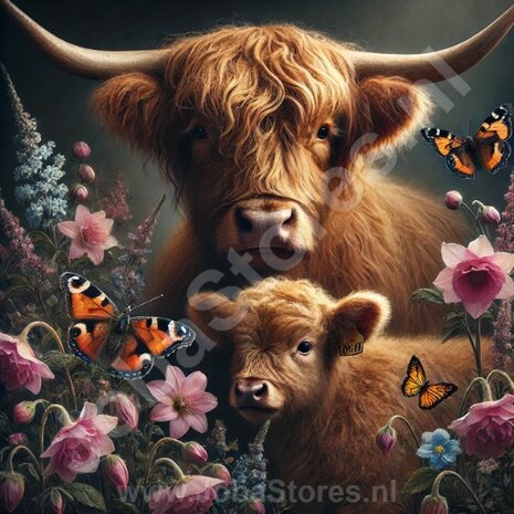 Diamond Painting Deux Highland Cows Écossaises 02