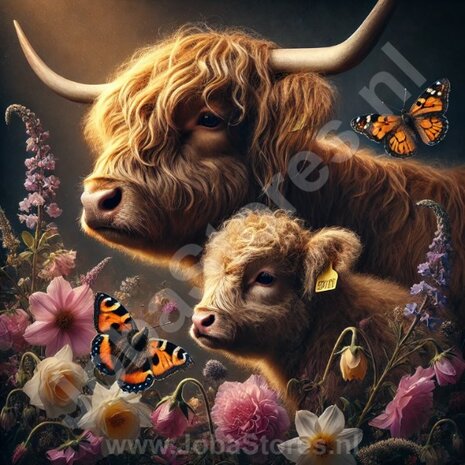 Diamond Painting Deux Highland Cows Écossaises 03