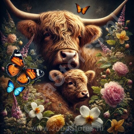 Diamond Painting Deux Highland Cows Écossaises 04